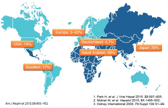 Abbildung 1: Prävalenz von chronischer Hepatitis C bei
      Dialysepatienten